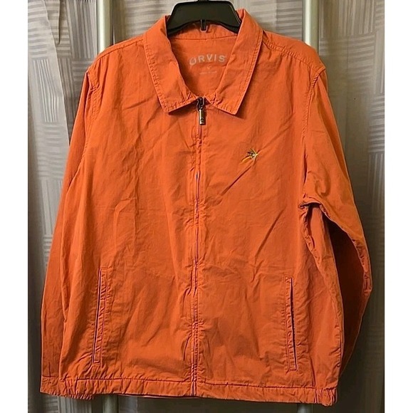 Orvis Jacket Mens Large Pink Salmon Weekender Coat Full Zip‎ Fly Fishing Logo - Picture 1 of 11
